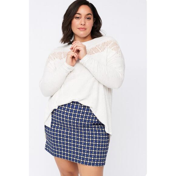 Talbots sz 16 Pencil Skirt Blue Geometric Classy Career Plus Work Wool Blend - Picture 2 of 5